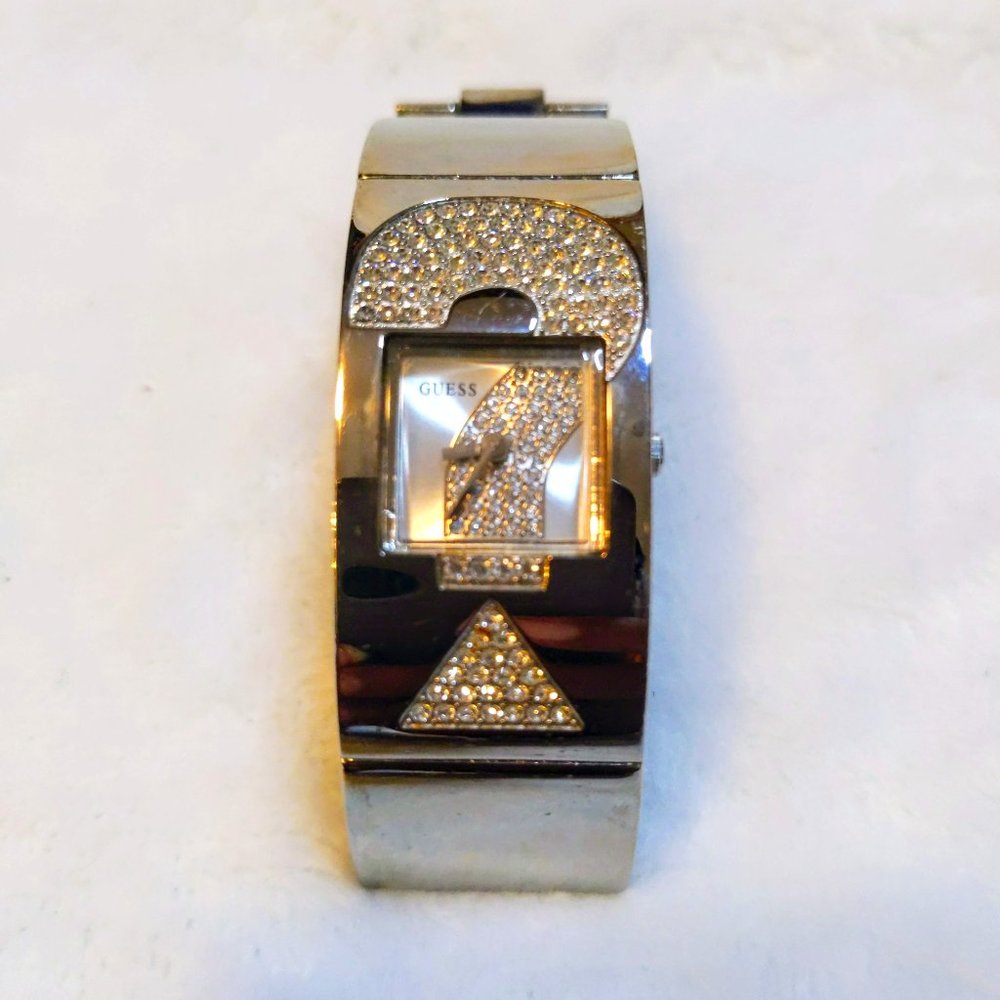 Guess Q&A Stainless Steel Watch With Swarovski Crystals